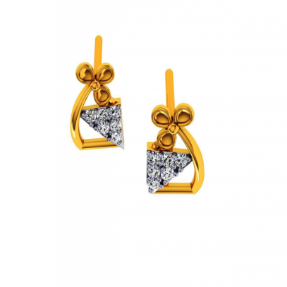 18KT (585) Yellow Gold and Diamond Earrings for Women