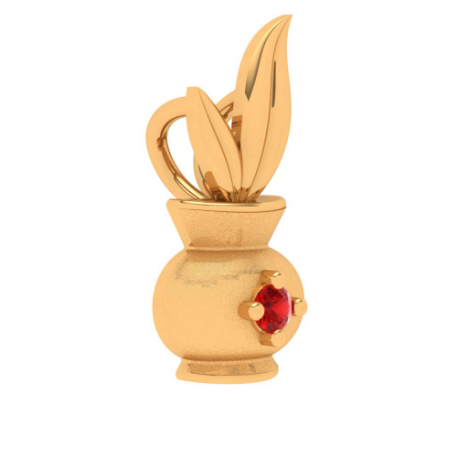 18k Gold Kalash locket for women from Online Exclusive collection With Red Gemstone