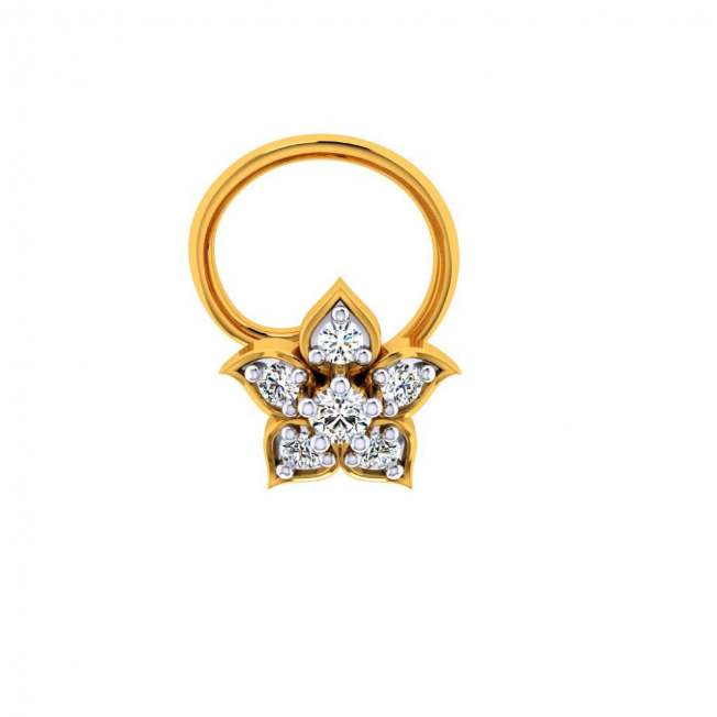 18KT (750) Yellow Gold and Diamond Nosepin for Women