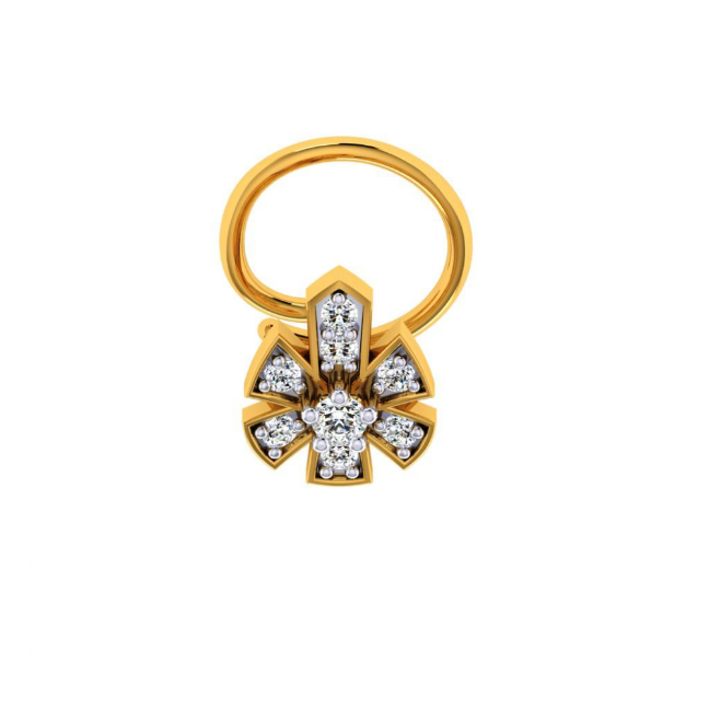 18KT (750) Yellow Gold and Diamond Nosepin for Women