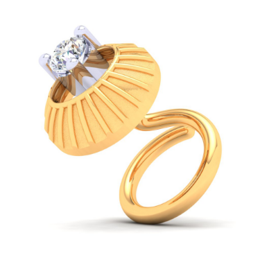 18KT Circle Shaped Gold Nosepin with a Diamond From Diamond Collection 