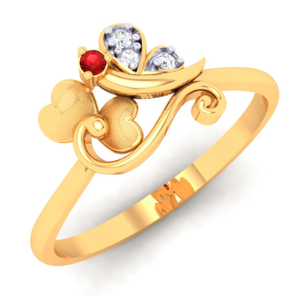 Gold Engagement ring | Bi-Floral Diamond Studded 14K Gold Ring – PC Chandra