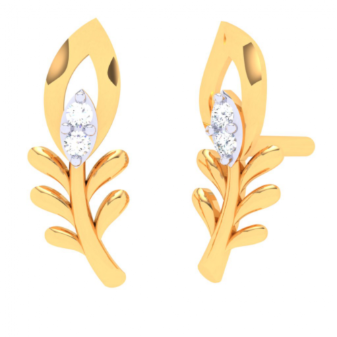 18K unique leafy shape diamond stud earring from
Diamond Collection 