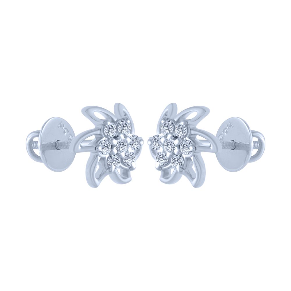 18k (750) White Gold and Diamond Stud Earrings for Women