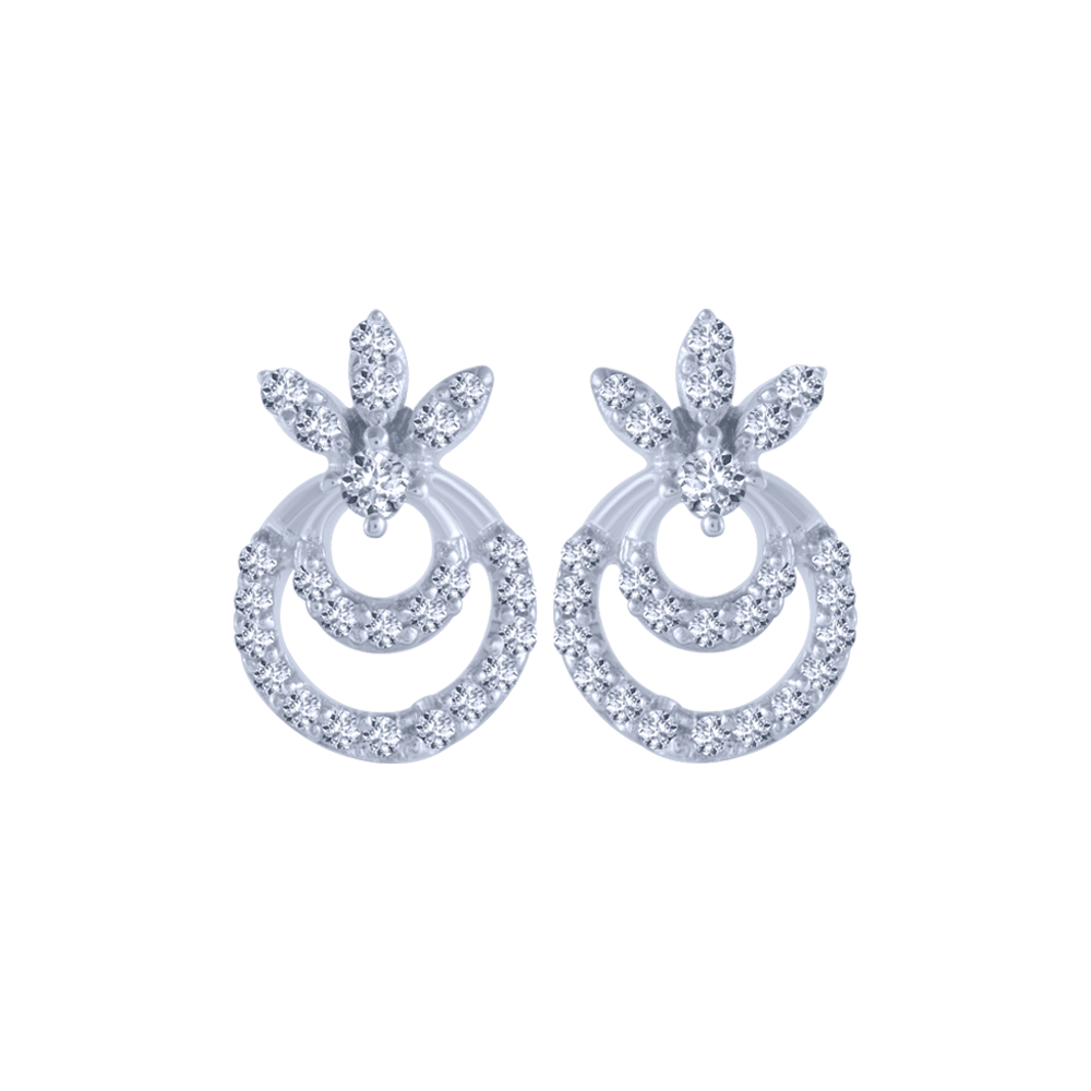 Gold earrings, 1.5 cm rings with zircons | JewelryAndGems.eu