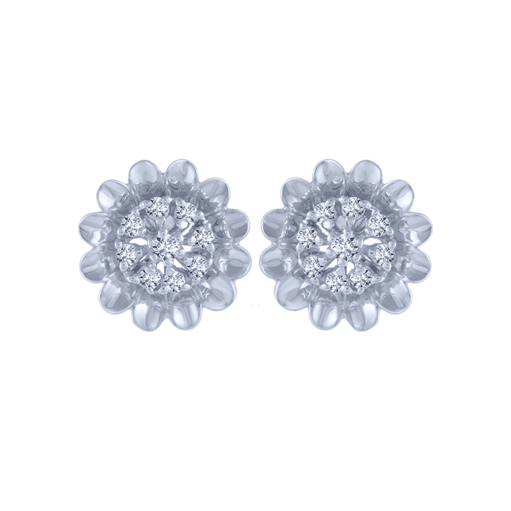 18KT (750) White Gold and Diamond Stud Earrings for Women