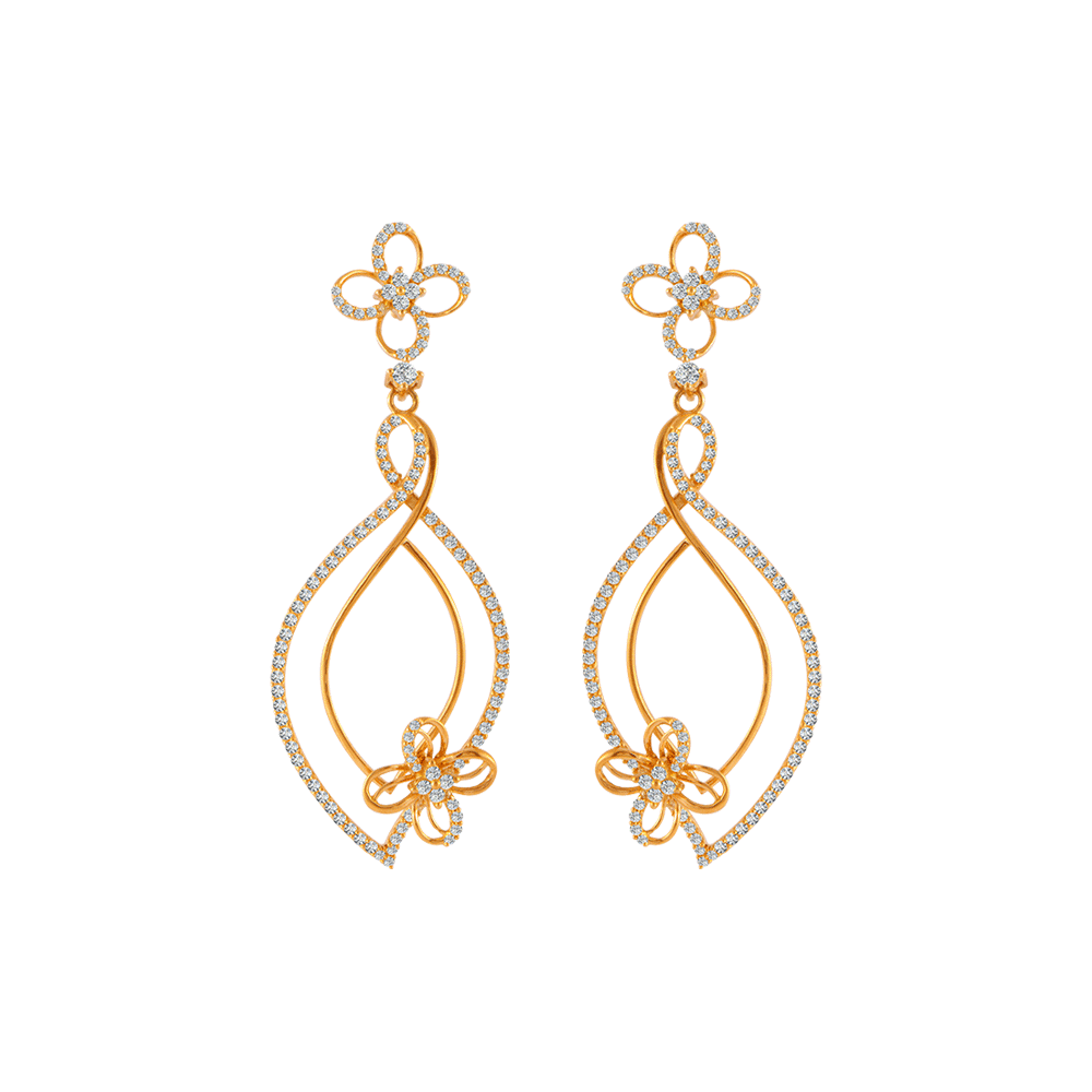 18KT (750) White Gold and Solitaire Jhumki Earrings for Women