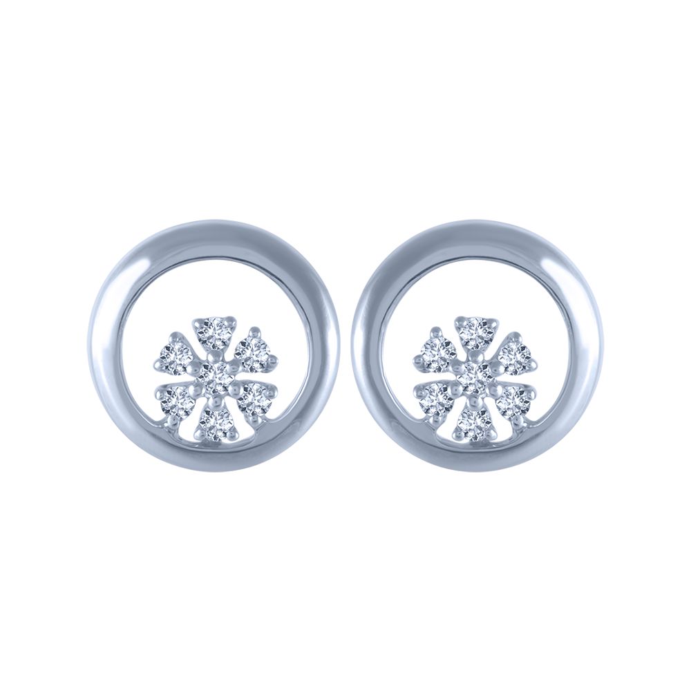 18KT White Gold and Diamond Stud Earrings with eye-catching design