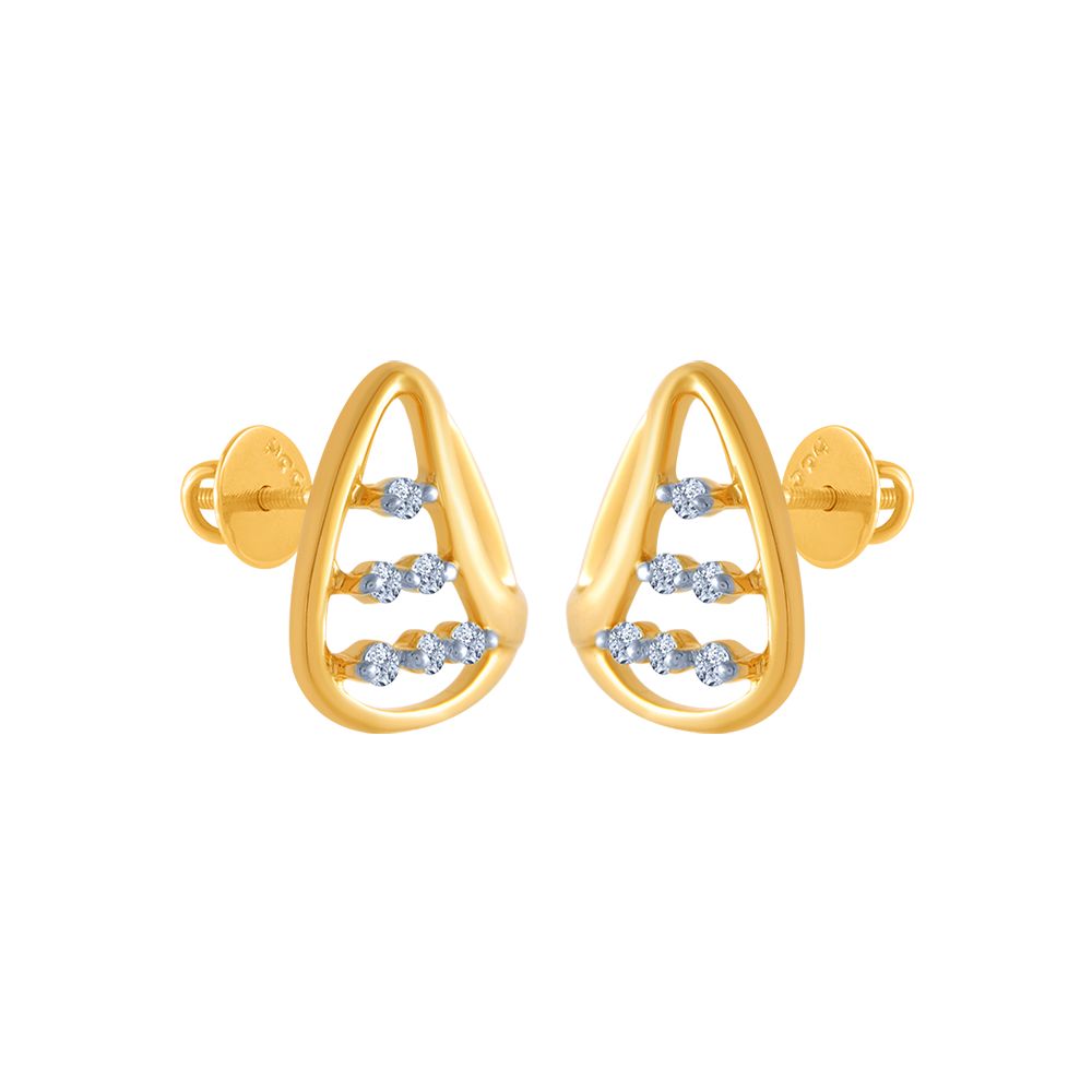 18k (750) Yellow Gold and Diamond Stud Earrings for Women