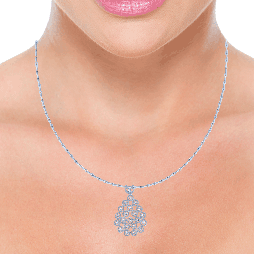 18KT (750) White Gold and Solitaire Pendant for Women