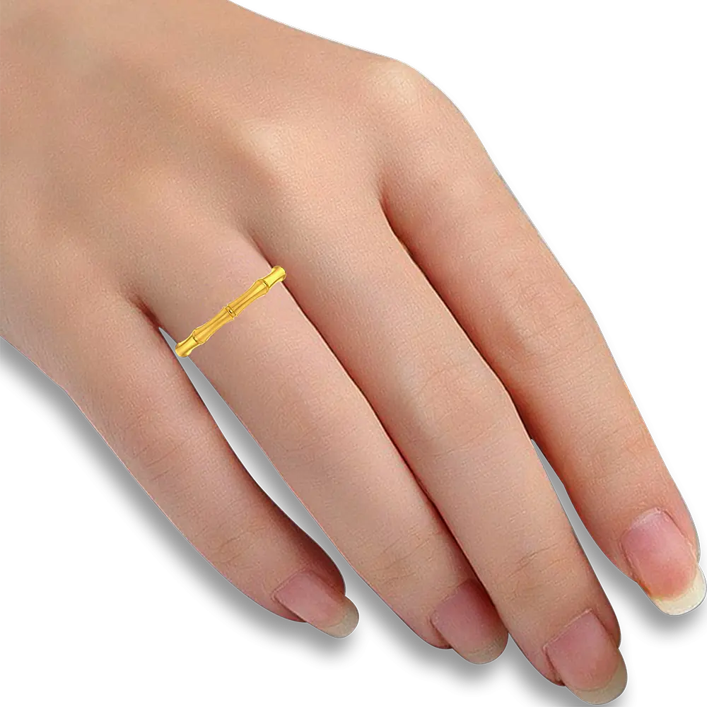 Bamboo-designed 18K gold ring 