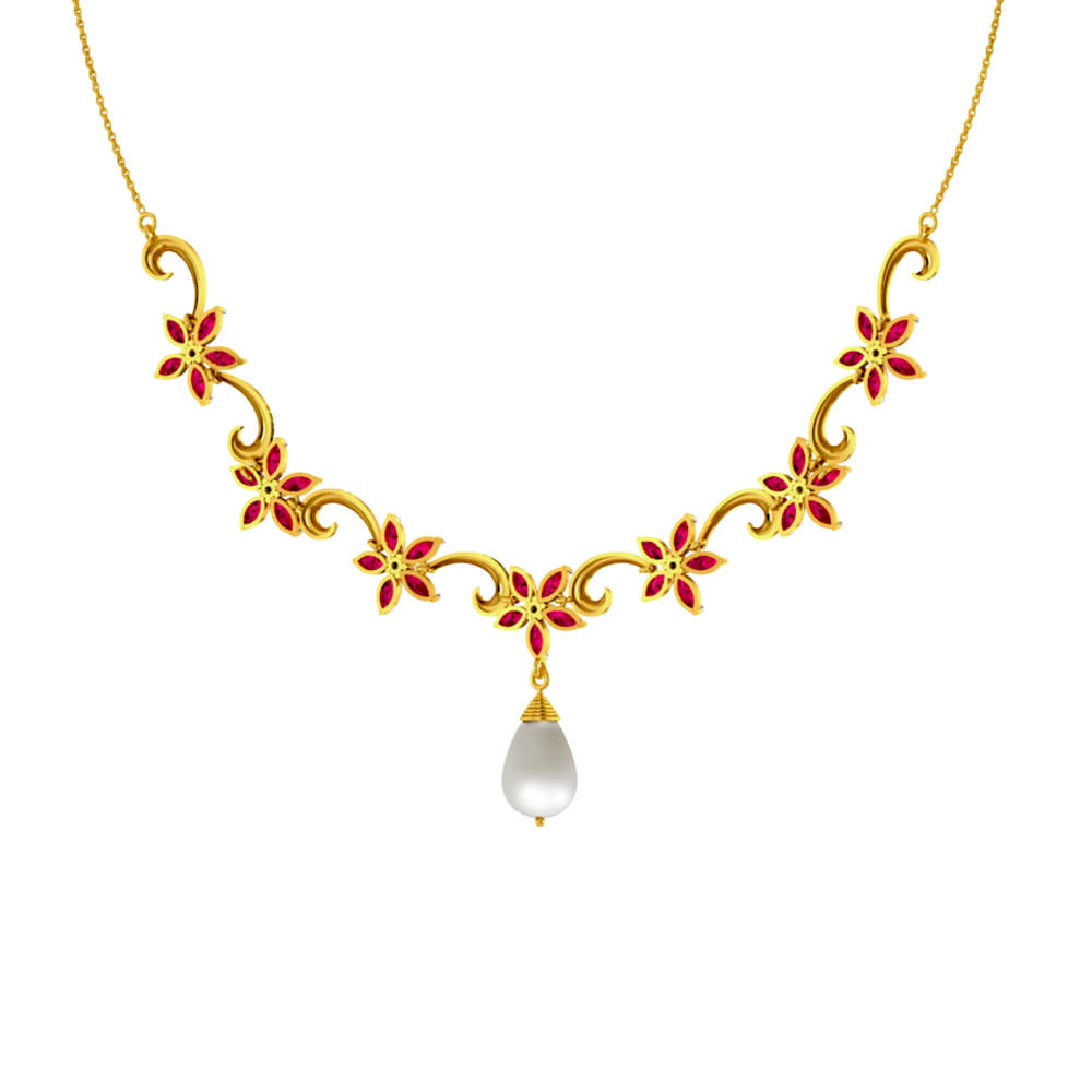Diamond Embossed Gold Necklace 