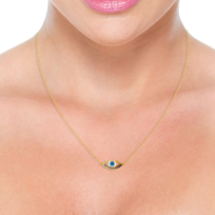 18 K Peacock Eye Themed Diamond and Gold Necklace