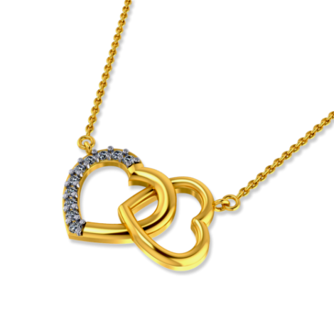 Heart-Lock Themed Diamond-Studded Gold Necklace 