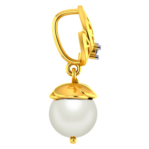 Lovely Dainty 18k Gold and Diamond Pearl drop Pendant from PC Chandra Diamond Collection 