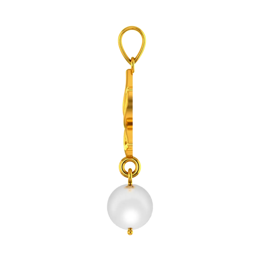 18K Lotus shaped gold pendant with pearl detailing