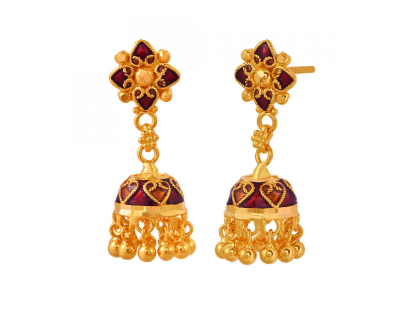 Buy Zevar by Geeta Fish And Floral Pattern Embellished Long Jhumka Earrings  Online  Aza Fashions