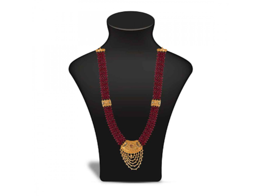 22K Gold Sitahar with Red beads & Meenakari detailing