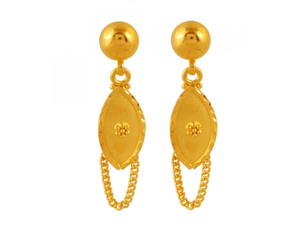 22K Gold Drop Earrings with Chain Detailing