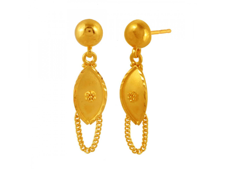 22K Gold Drop Earrings with Chain Detailing