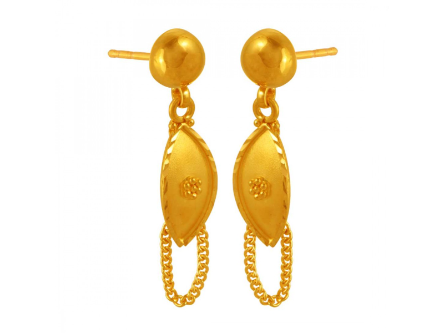 22K Gold Drop Earrings with Chain Detailing