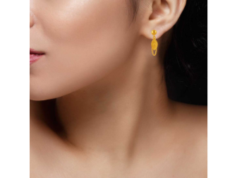 22K Gold Drop Earrings with Chain Detailing