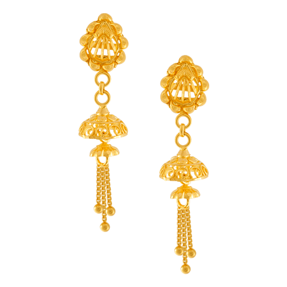 Gold Finish Temple Jhumka Earrings Design by Anjali Jain Jewellery at  Pernias Pop Up Shop 2023