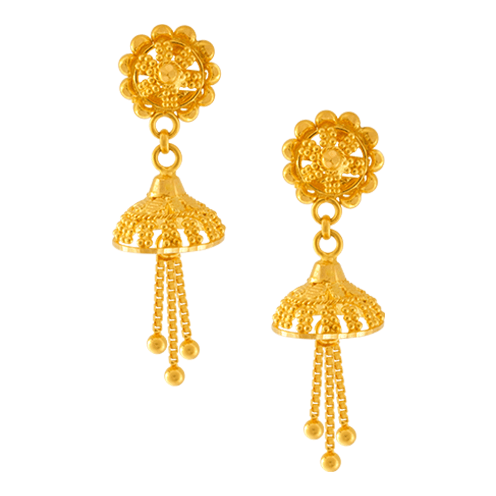 22KT Yellow Gold Jhumki Earrings for Women
