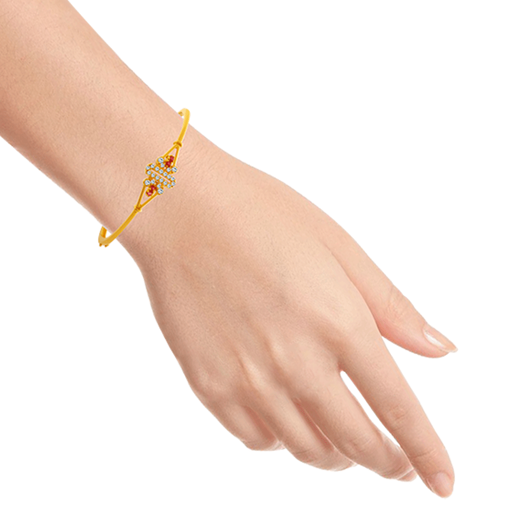 22KT Yellow Gold and American Diamond Bangle for Women