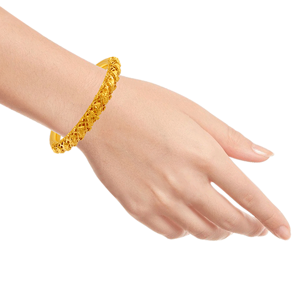 18K Solid Yellow Gold SINGLE Strand Mangalsutra Bracelet with Gold Cha   Abhika Jewels