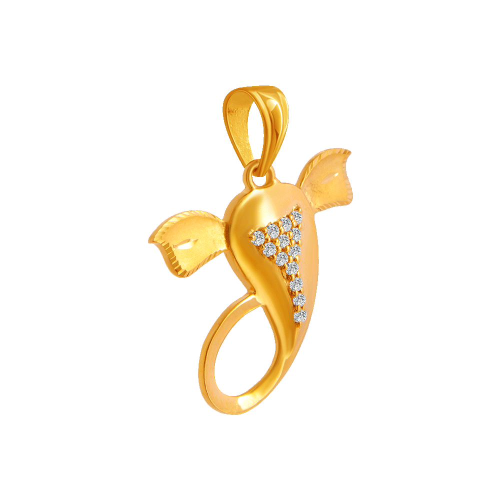 22KT Yellow Gold and American Diamond Pendant for Women