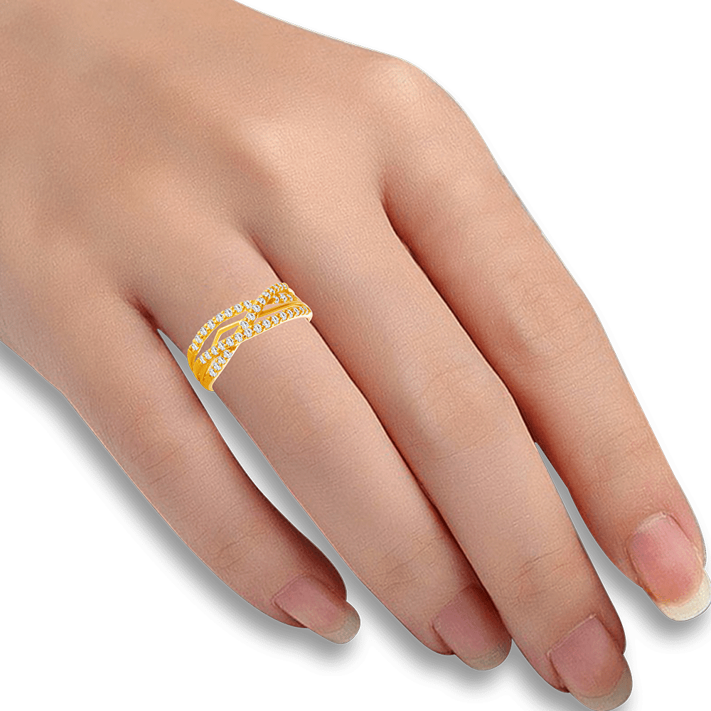 Fida Luxurious Rhodium-Plated American Diamond Finger Ring for Women