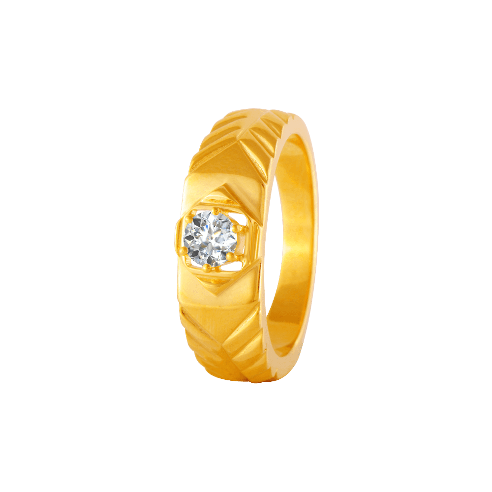 22KT Yellow Gold and American Diamond Ring for Men