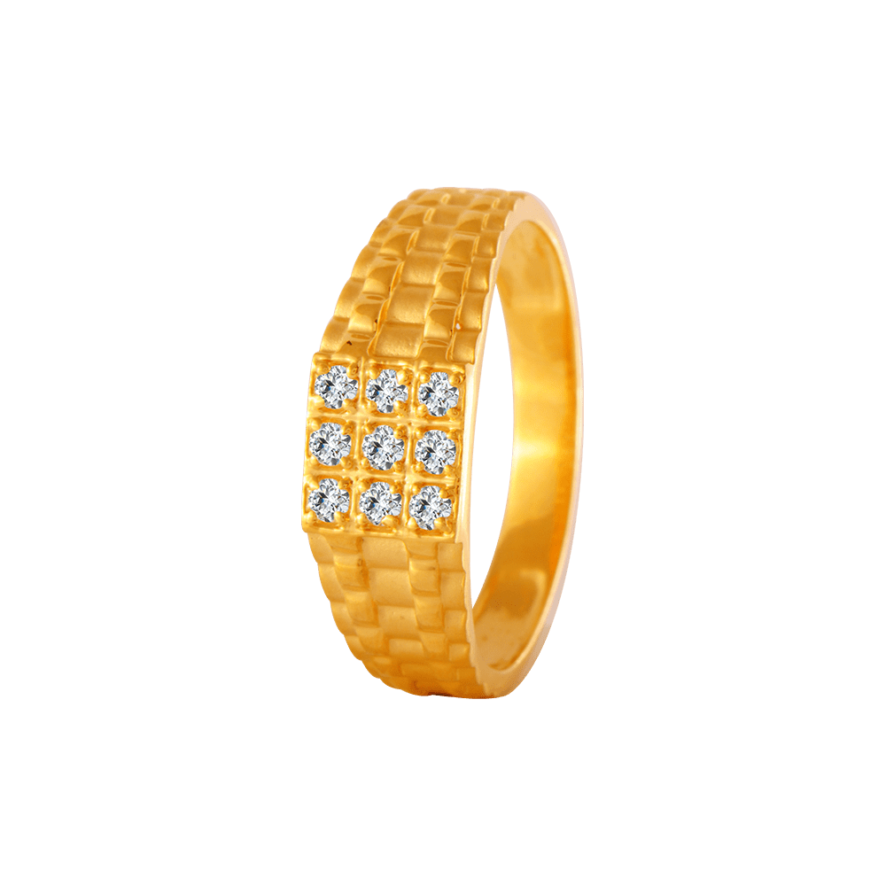 22KT Yellow Gold and American Diamond Ring for Men
