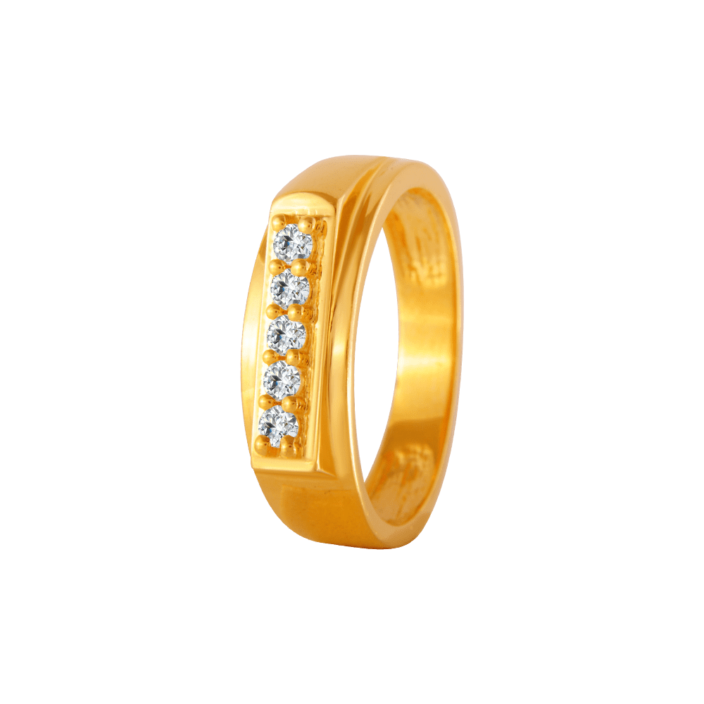 14k Yellow gold Mens 3 Stone Diamond Ring 1.50 CT | Sarraf.com