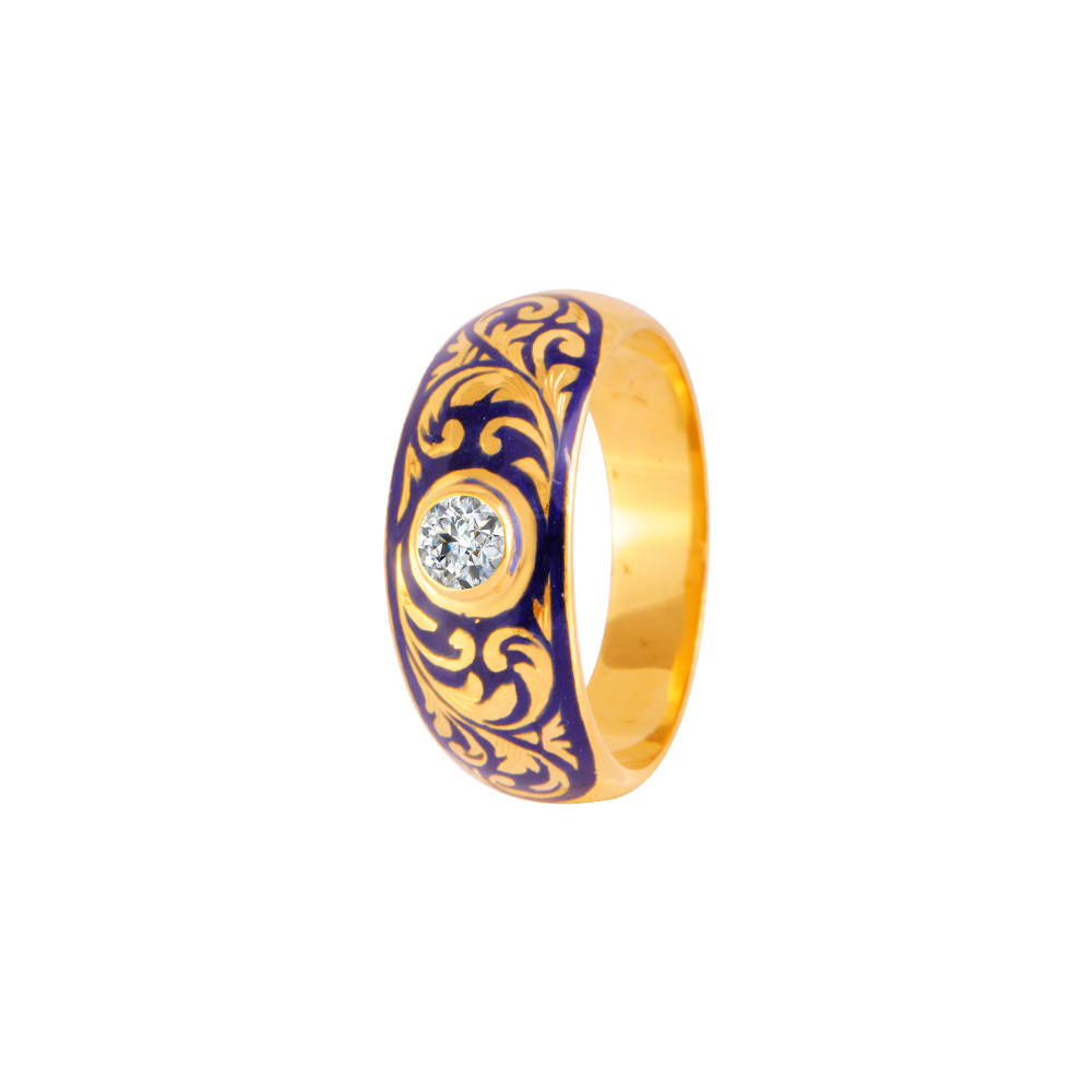 14K Yellow Gold Men's Art Deco Style Diamond Ring Circa 1970, Size 9 -  Colonial Trading Company