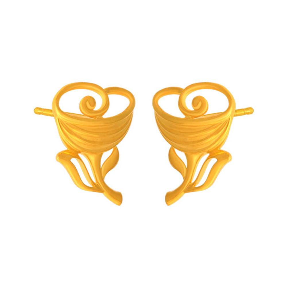 22K Rose Style Gold Earrings
