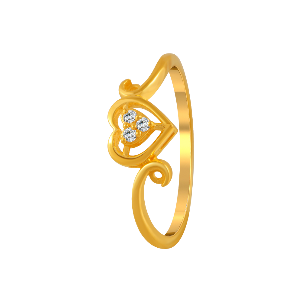 22KT Yellow Gold and American Diamond Ring for Women