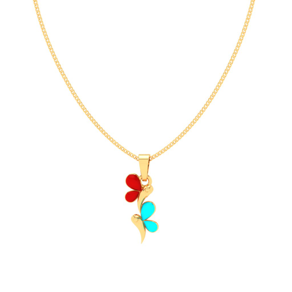 Dainty 22k Gold Twin Butterfly Designer Pendant from PC Chandra Valentine Collection