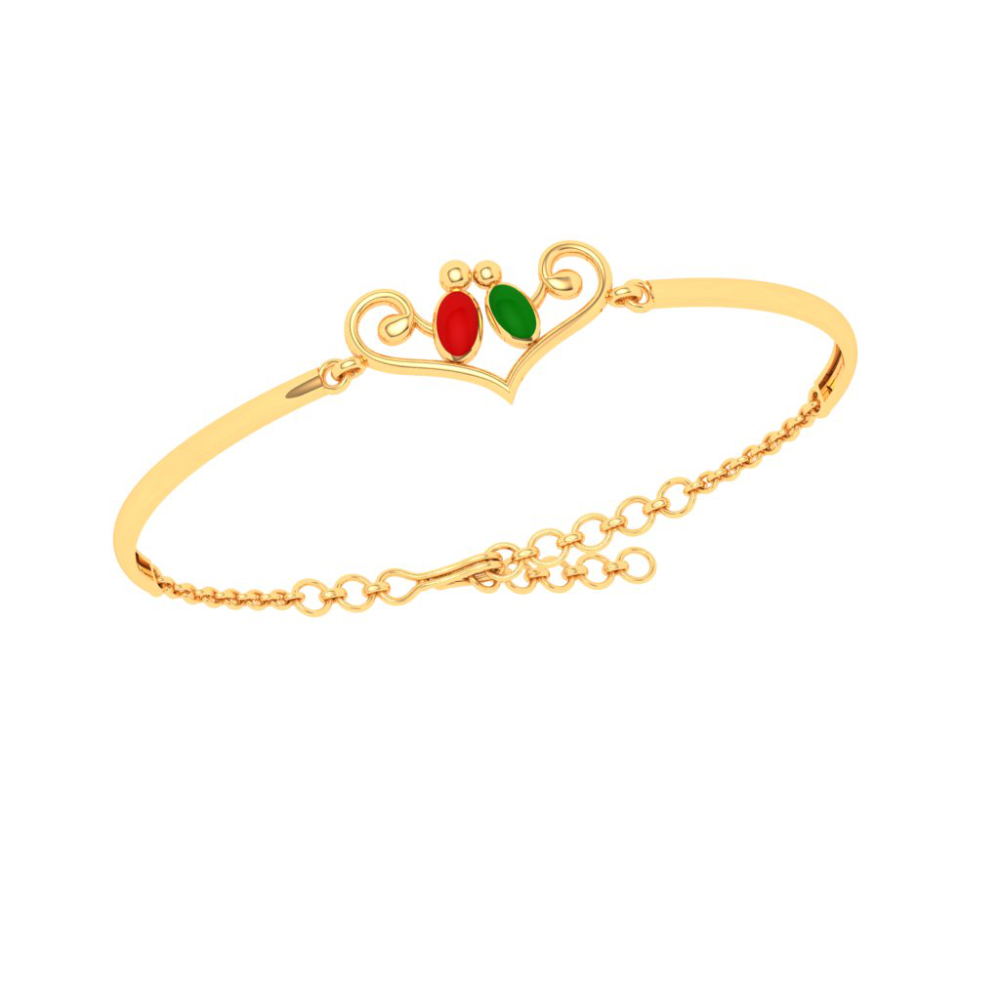Beautiful 22k Gold pretty Heart and Birds designer Bracelet- PC Chandra ...