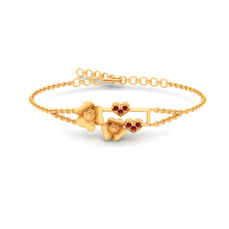 22 Karat Gold Links Elongated Links Ruby Charm Bracelet - David Tishbi  Jewelry
