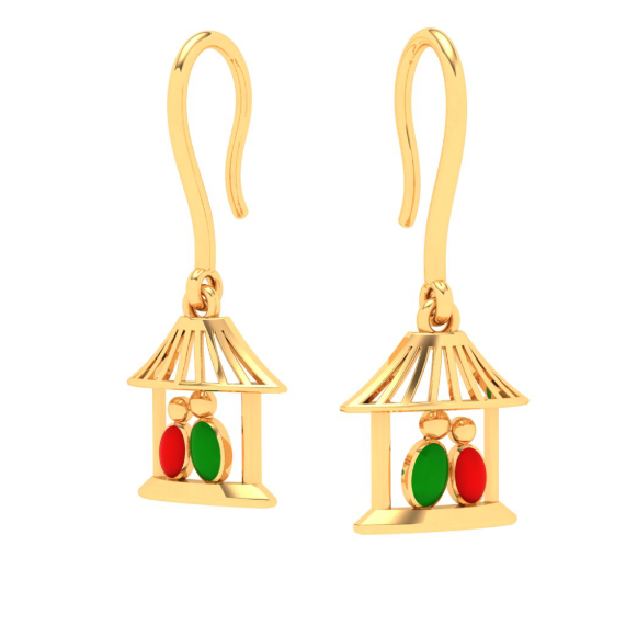 Gorgeous 22k Gold Birds Motif Dangler Earrings from PC Chandra Valentine Collection