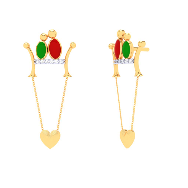 Exquisite 22k Gold Birds and Heart Motif Drop Earrings for Women PC Chandra Jewellers