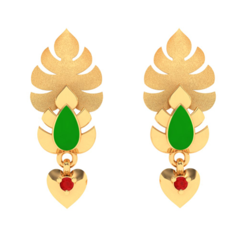 Stunning Leaves and Heart Design 22k Gold Earrings for Women Valentine Collection PC Chandra