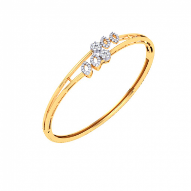 22k elegant gold bangle with floral and leafy design from Goldlites Collection