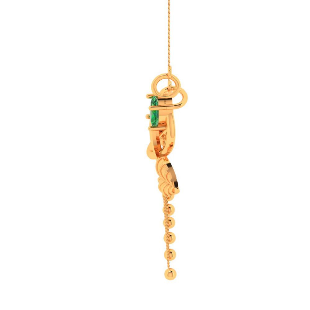 22K Gold Geen Stone Leafy Pendant