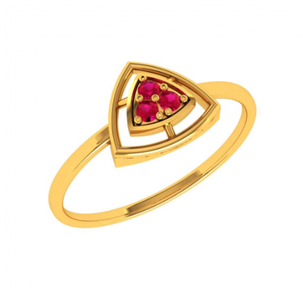 Triangle Frame Stone Studded Flawless Designed Modern 22KT Gold Ring