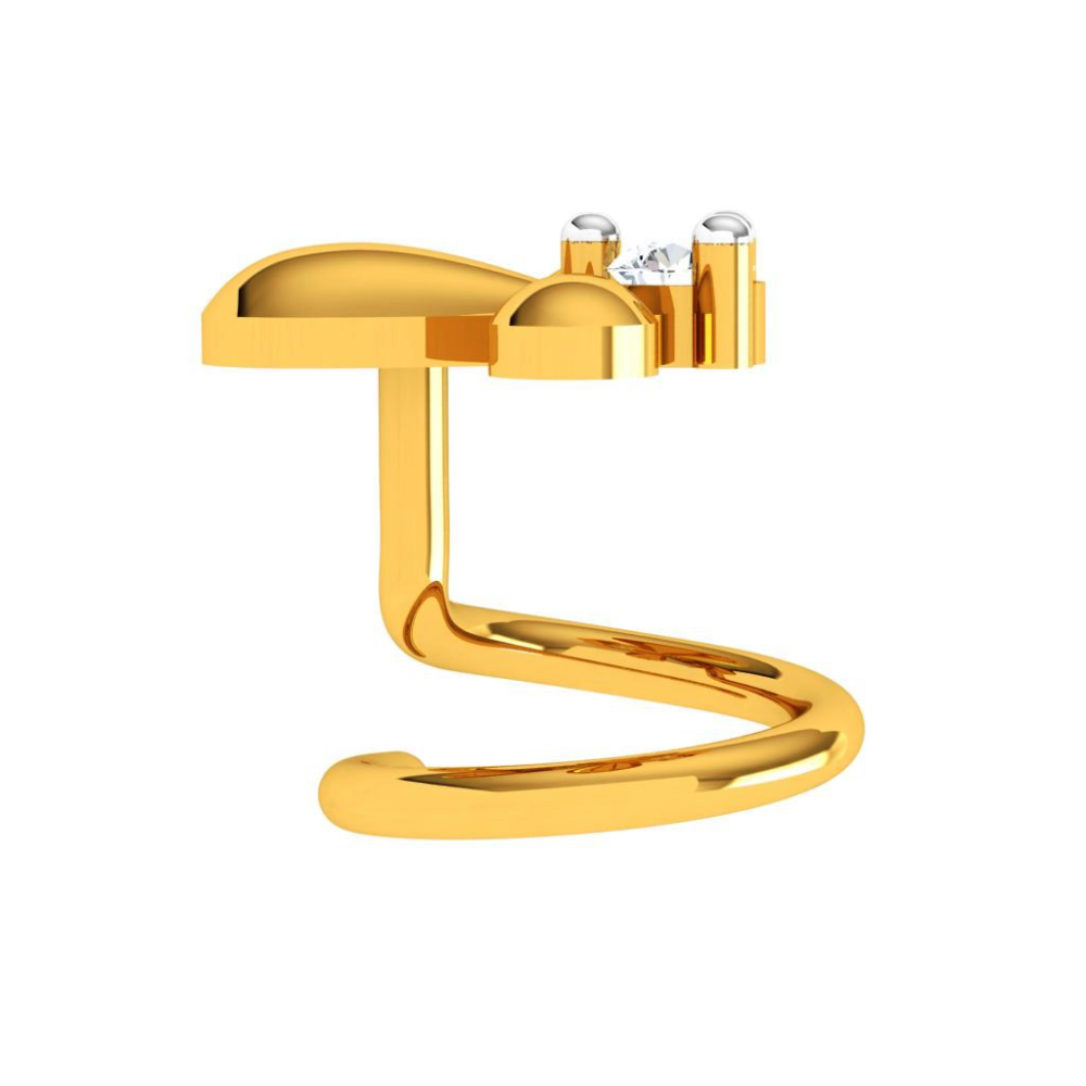 22KT Modern Design Stone Studded Gold Nose Pin 