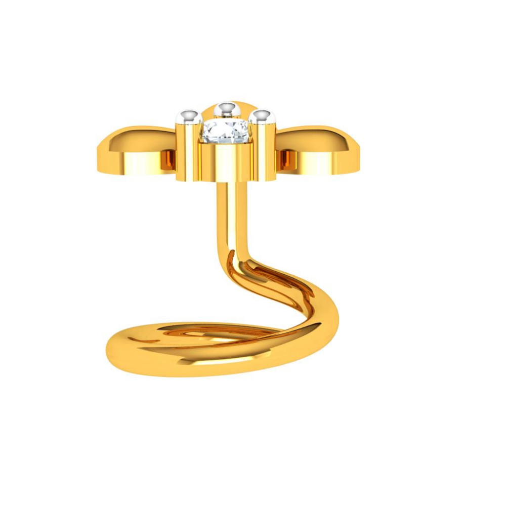 22KT Modern Design Stone Studded Gold Nose Pin 