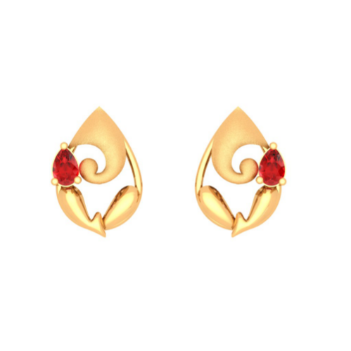 Jhumki Brass Artificial Red Stone Gold Plated Earrings at Rs 1920/pair in  Mumbai